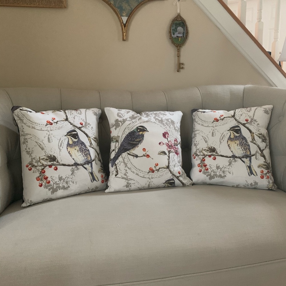 3 Little Birds hand made throw pillows